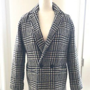 Talbots Houndstooth Long Boiled-Wool Jacket